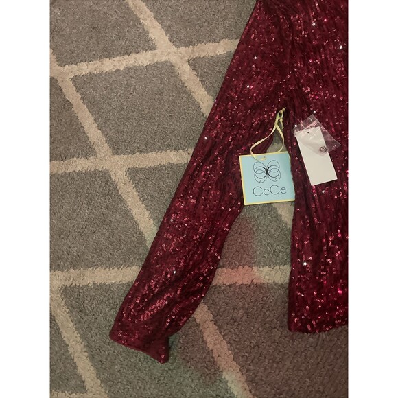 CeCe Sparkle & Shine Shirt Style 7053068 Color 882 Dark Wine - Picture 6 of 12